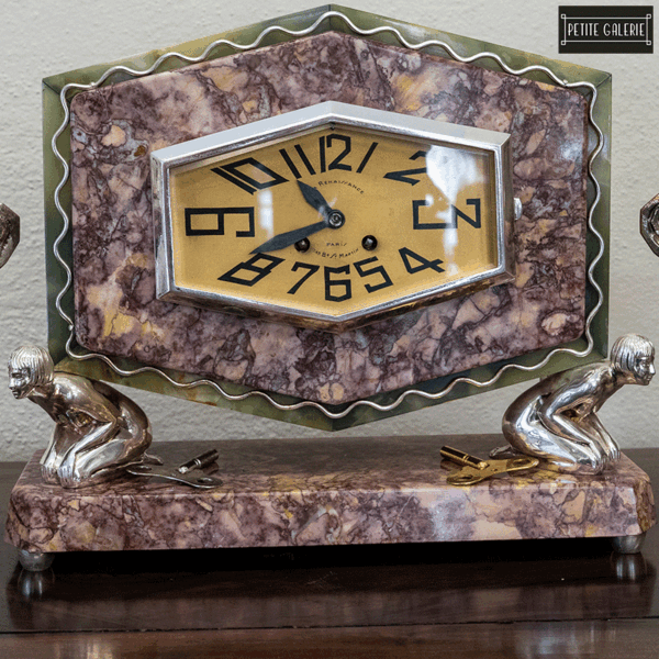 MARBLE CLOCK & GARNITURE - Image 2